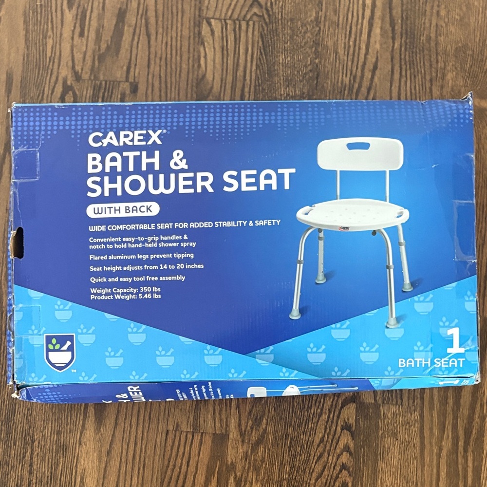 White Bath & Shower Seat with Back